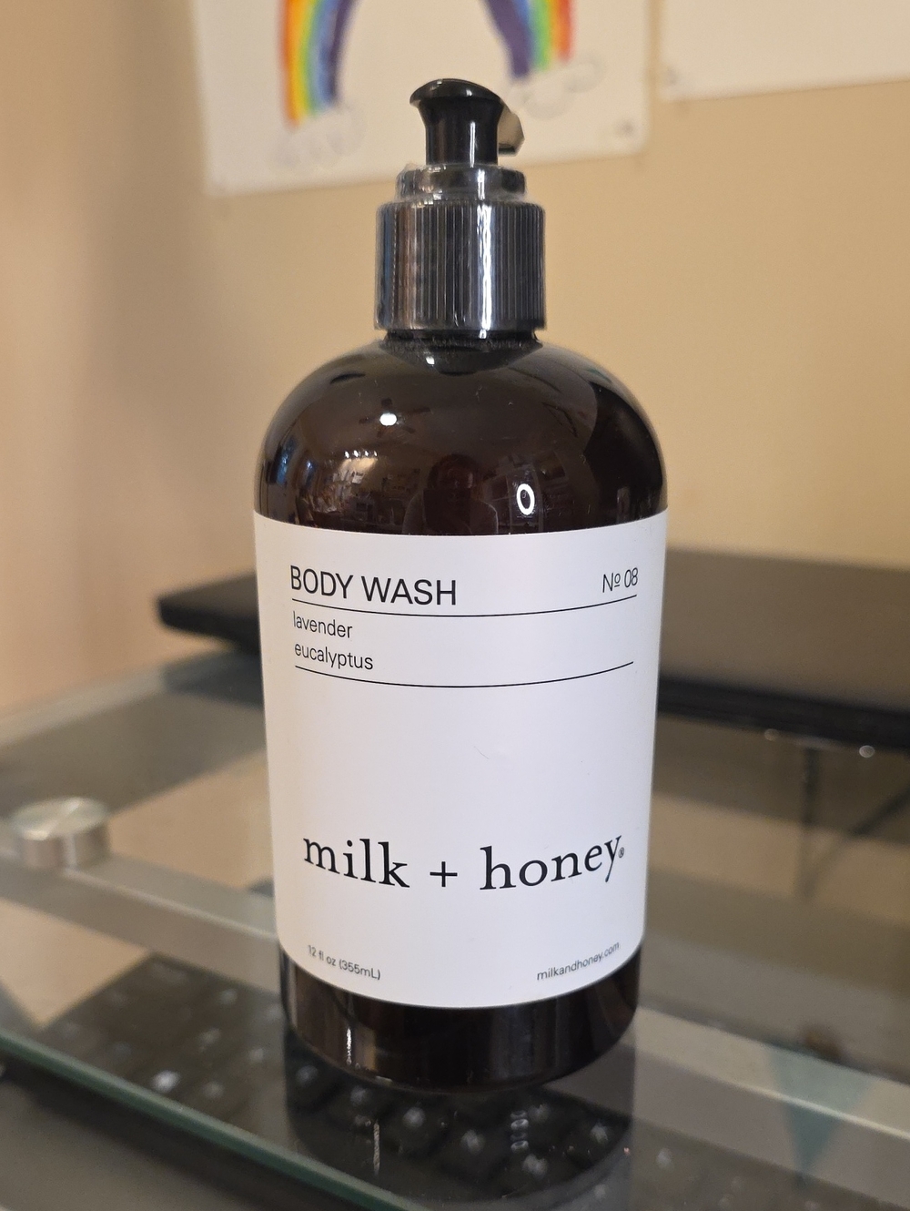 milk + honey Lavender & Eucalyptus Body Wash — White Bottle